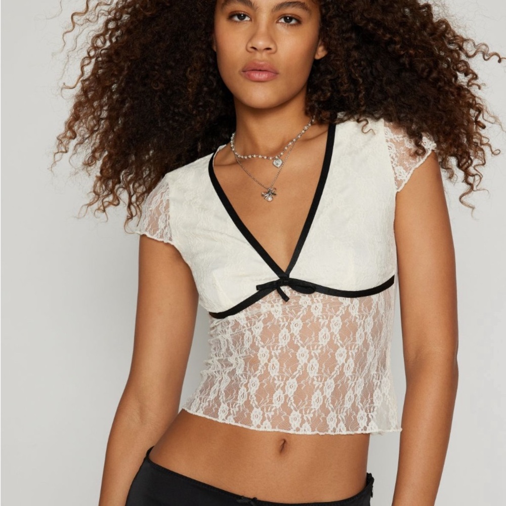 Kimchi Blue Madison Semi-sheer lace blouse (Urban Outfitters)